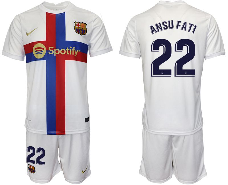 Men 2022-2023 Club Barcelona white away #22 Soccer Jersey->barcelona jersey->Soccer Club Jersey